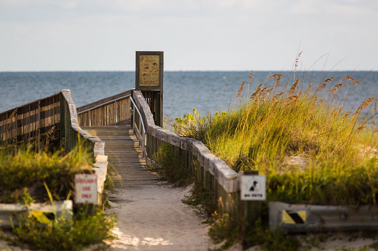 Boardwalk through the dunes at Bon Secour National Wildlife Refuge