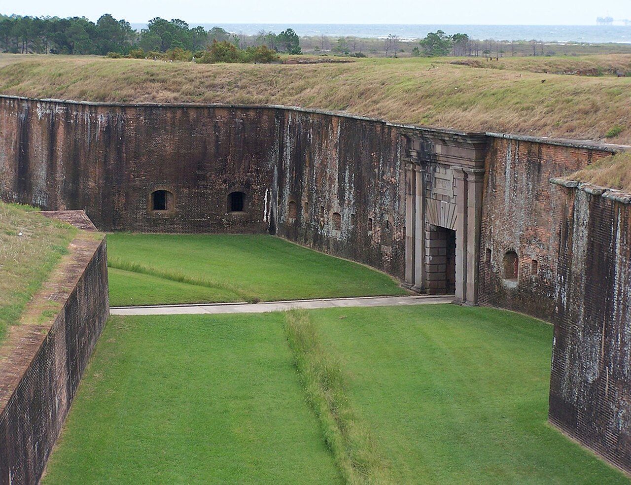 The brick walls and sally port of historic Fort Morgan